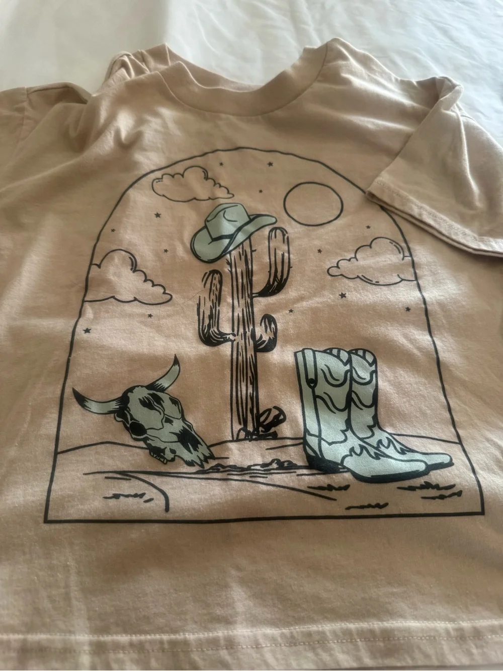 Kids Western Graphic Tee in Tan
